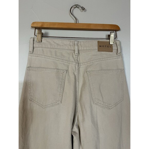 Motel Denim High Rise Wide Leg Tan Jeans, Relaxed Fit, Women Size XS - Picture 7 of 11